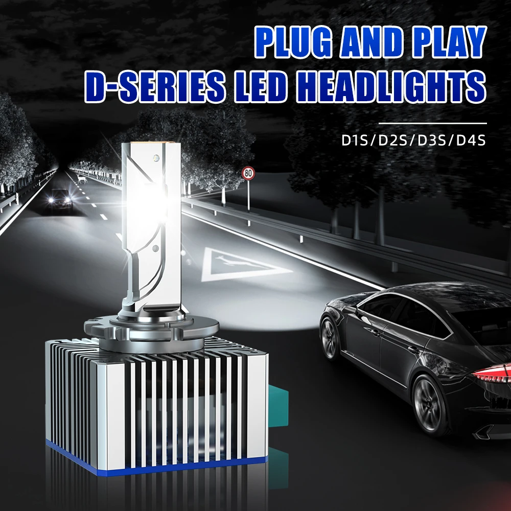 2PCS D3S LED Headlights Canbus 1000000LM D1S D2S D4S D5S Headlight Bulb Car Turbo LED 6000K Plug&Play 1:1 Car Lamp