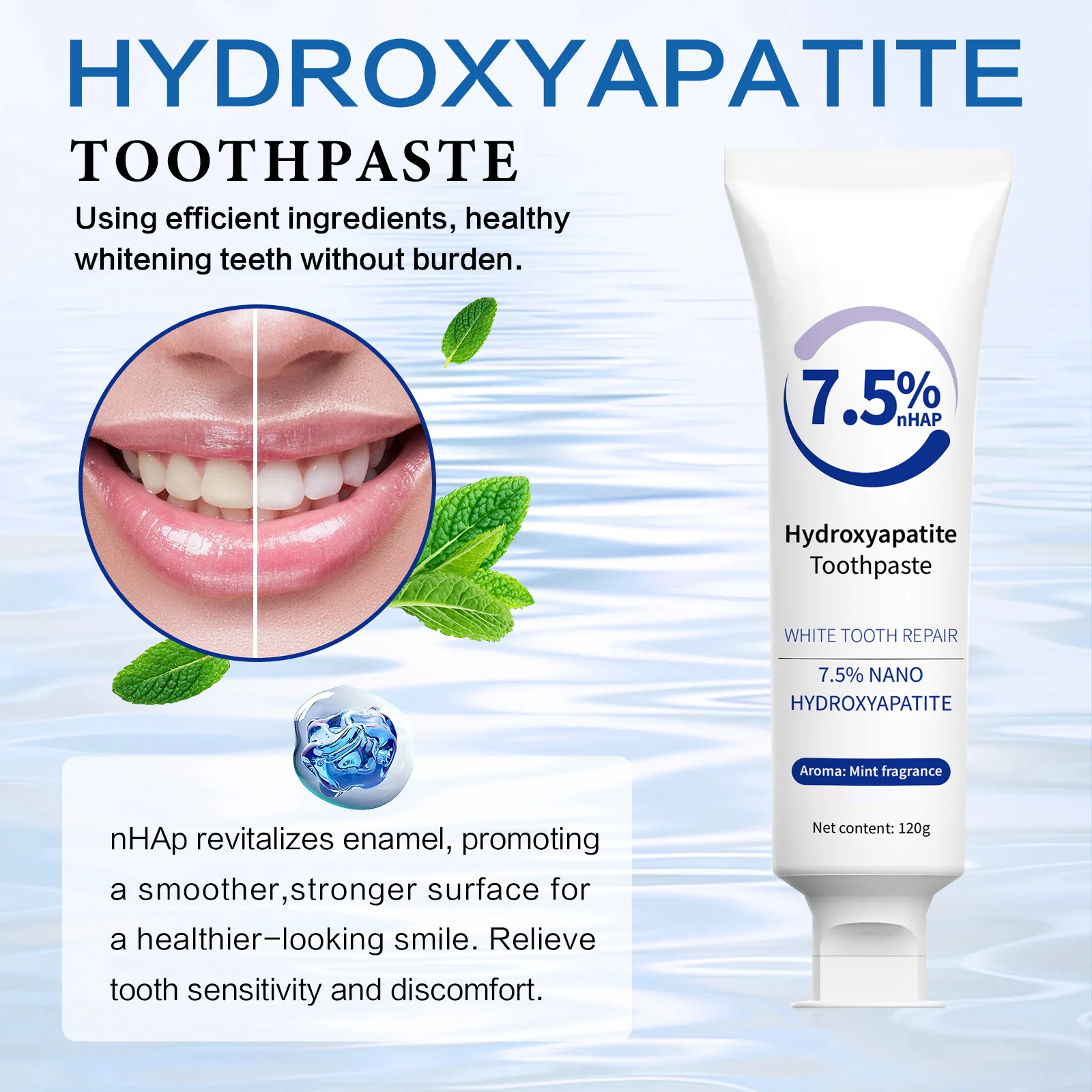 120g Hydroxyapatite Toothpaste & Whitening Pen,Gentle Breath Refreshing,Intensives Stain Removal Tooth Paste,Repair Oral Care