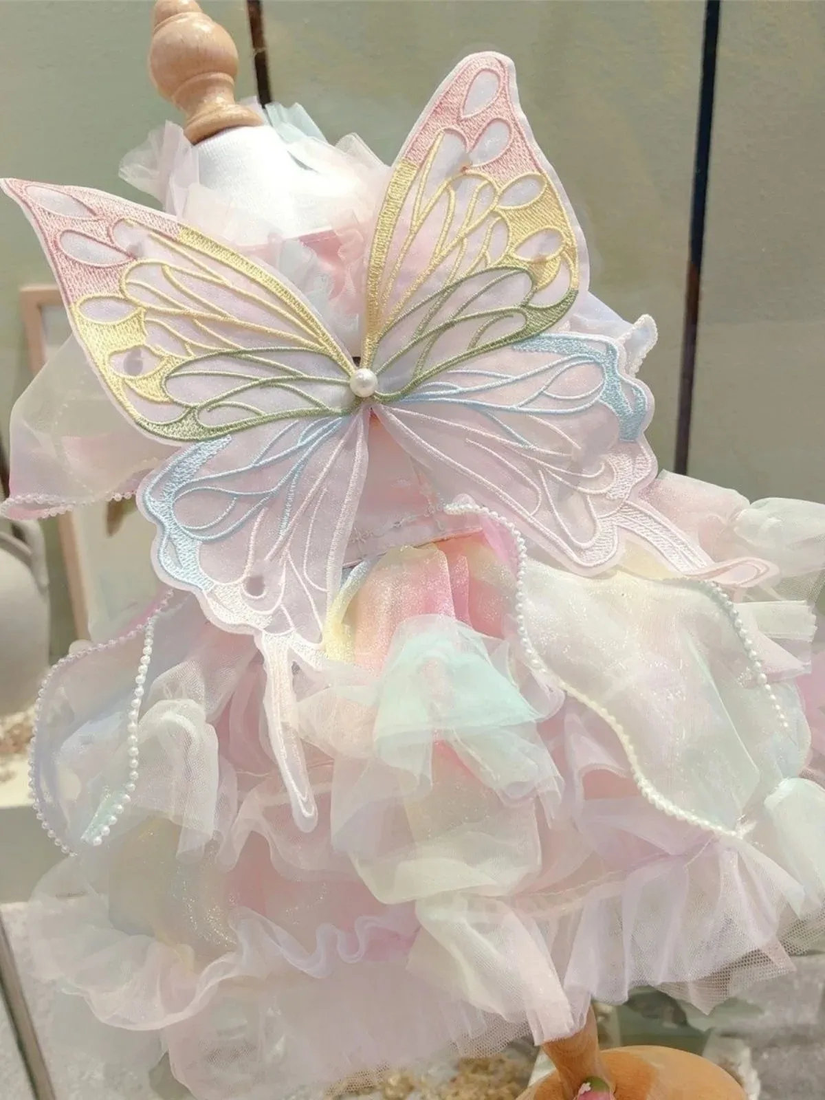 Fairy Flutter Dress Rainbow Fairy Phantom Pink Butterfly Wings Spring Summer Cats Dogs Fairy Short Dresses