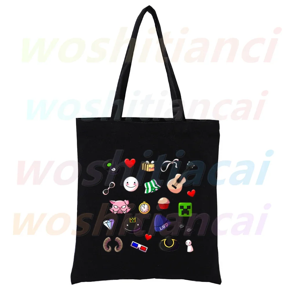 Traum smp ranboo kawaii Cartoon Shopping Leinwand Tasche weibliches Mädchen Tote Eco Shopper Umhängetaschen, Drop Ship