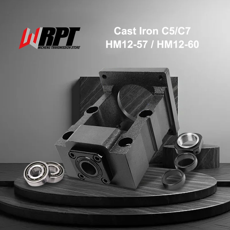 57/60 Servo Motor Integrated Base HM12‑57 HM12‑60 Ball Screw Motor Fixing Base Bearing Support Mount Bracket CNC Driver Parts
