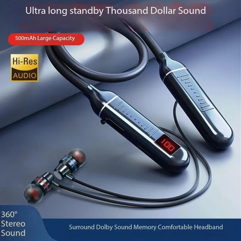 

Neckband Headphone Wireless Bluetooth 5.3 Earphones Stereo Sound Quality Card Insertion Gaming Sports Noise Reduction Headsets