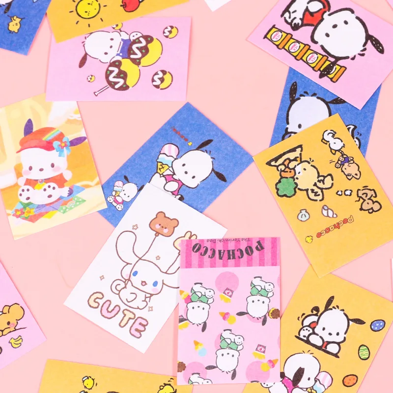 50Sheets Sanrio Stickers Book Hello Kitty Cinnamoroll Kuromi Mini Sticker Decorative Hand Account Laptop Stationery Decals