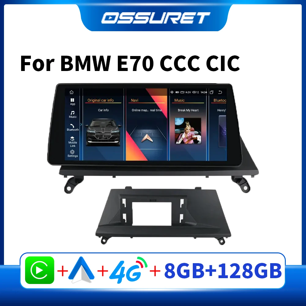 

OSSURET Android автомобильный радиоприемник для BMW X5 E70 X6 E71 CCC CIC 2007 -2014 мультимедийный видеоплеер GPS Carplay 7862 8-ядерный Авто Аудио