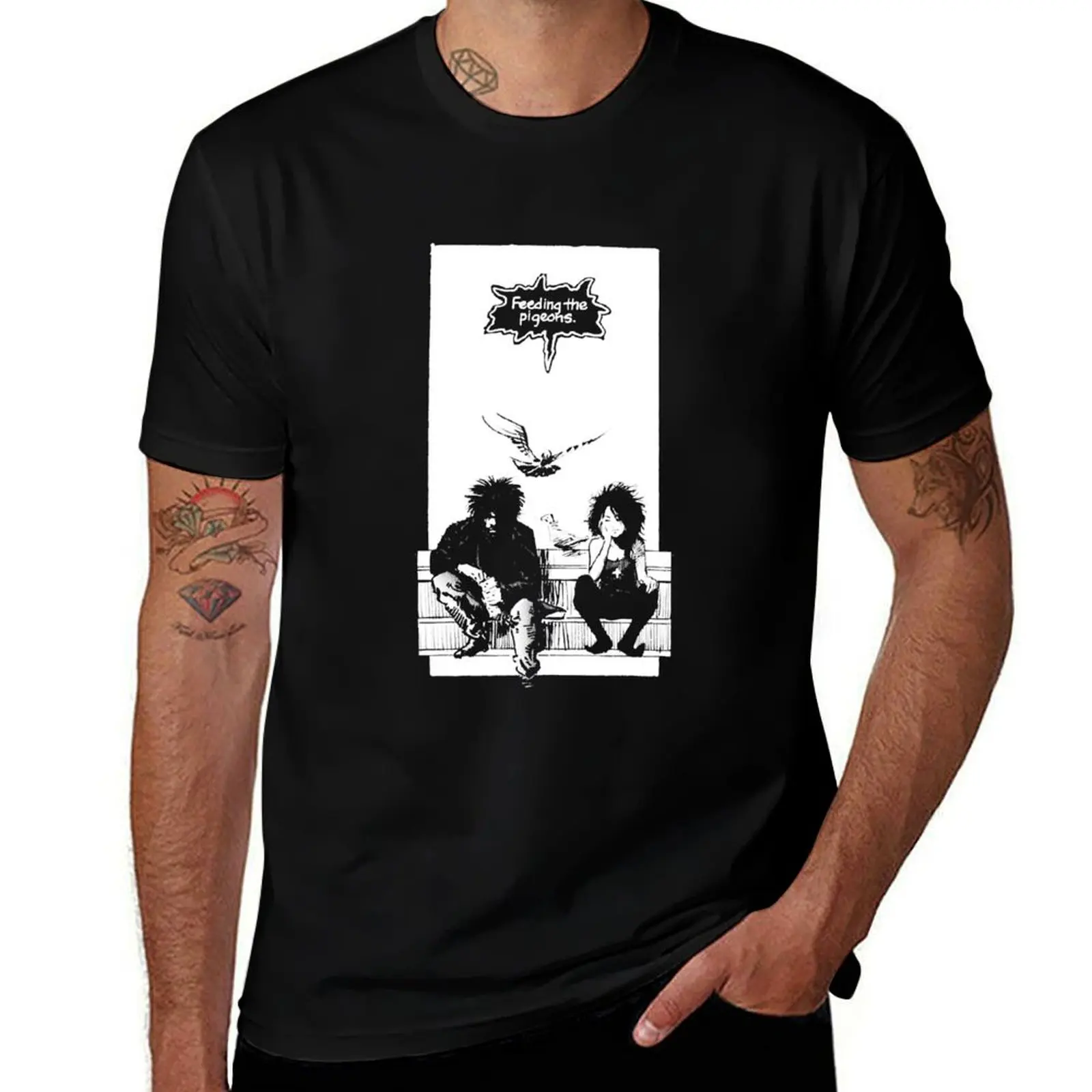 

Retro Vintage Feeding The Pigeons Retro Wave T-Shirt man t shirt cotton high quality t shirt custom print T-shirt