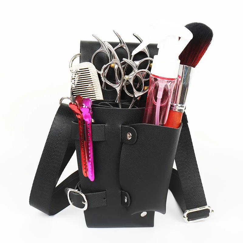 Hot Selling Fashion Hair Waist Pack Oblique Span Scissor Bag Leather Beauty Kit Haircut Scissors Storage Bag