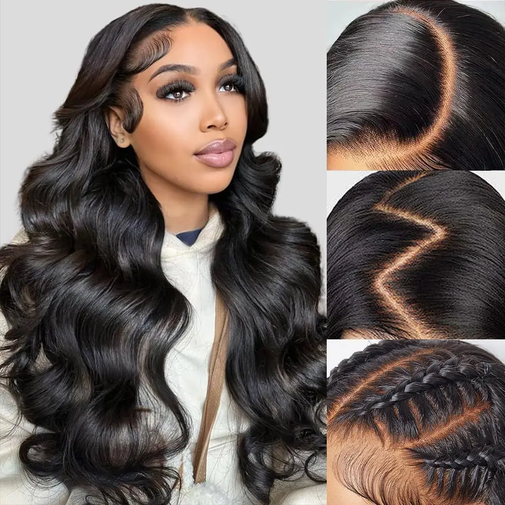 

13x6 Body Wave Lace Front Wigs Human Hair 28 Inch 200% Density HD Lace Body Wave Frontal Wig Pre Plucked with Baby Hair