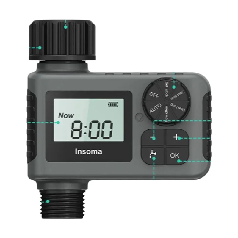 Insoma temporizador automático de água, sistema inteligente de irrigação, temporizador de aspersão, equipamento programador de jardim, display lcd ipx7