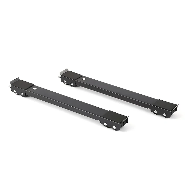 Heavy-Duty Black Adjustable Stainless-Steel Washing Machine Base with Rollers. Adjustable Length: 17.72-27.56 Inch