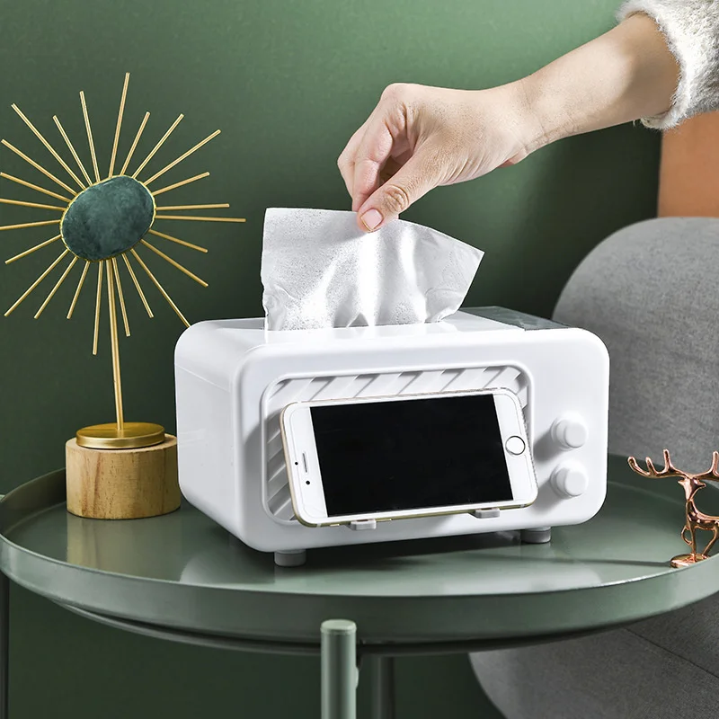 Creative Tissue Box Multi functional Drawer Paper Box Living Room Storage Tissue Box Phone Stand Spring Tissue Box