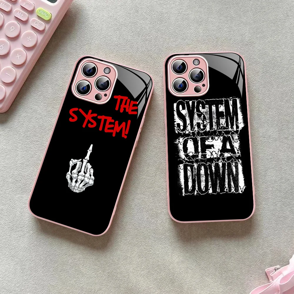 S-System O-Of A-A D-Down Band Phone Case For IPhone 14 13 12 Mini 11 Pro XS Max X XR 14 Plus Tempered Glass Cover