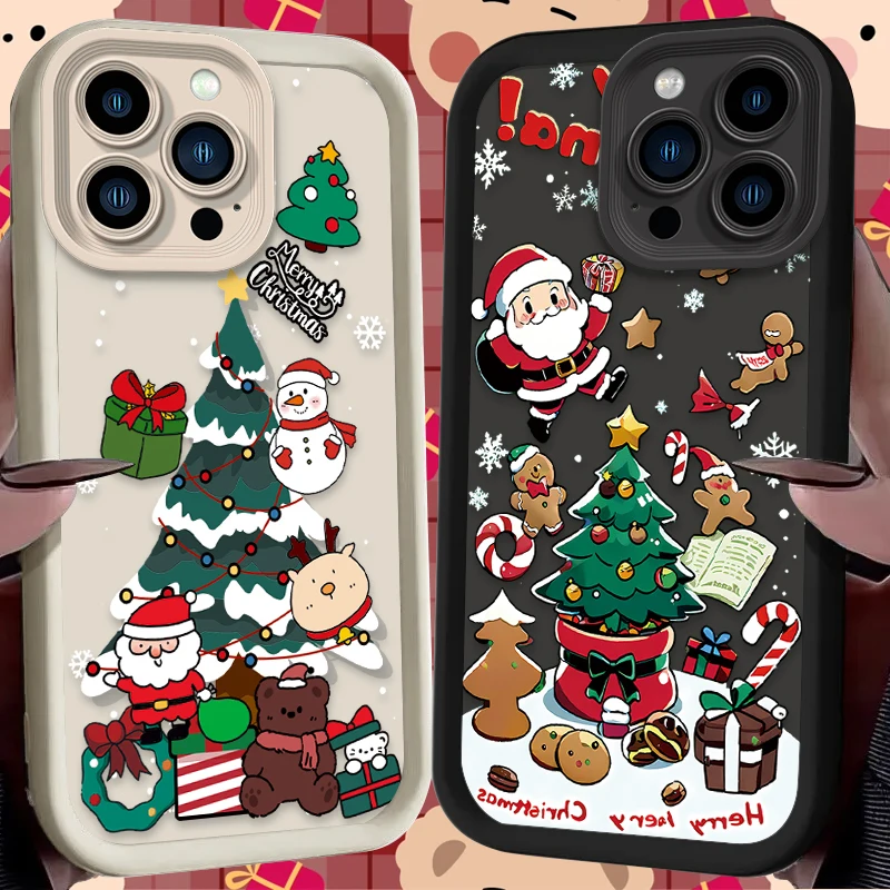 Cute Father Christmas Case for iPhone 16 15 14 13 12 11 Pro Max XS X XR 8 7 6S Plus SE 2020 Protection Soft Silicone Back Cover