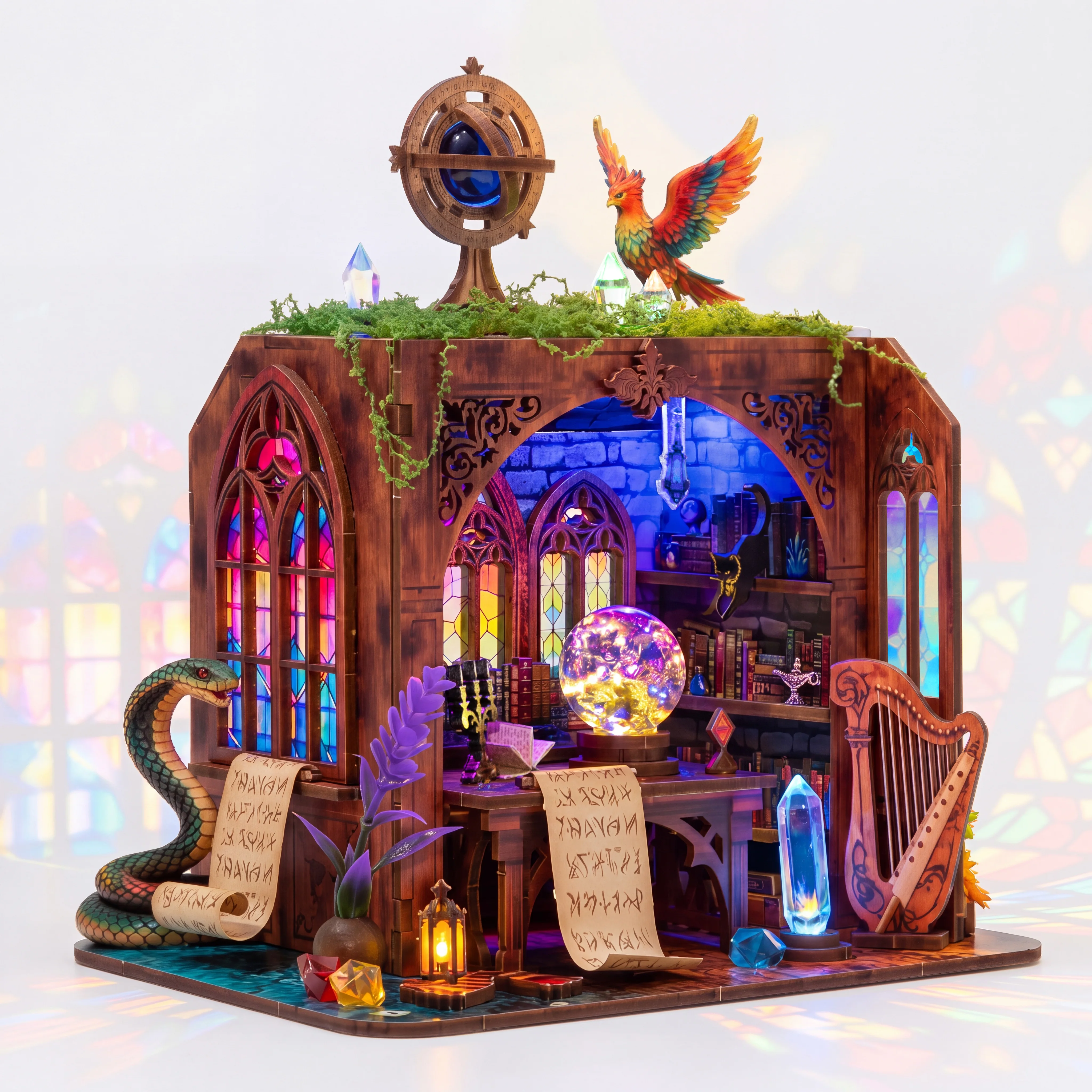 Hamaileon Book Nook Kit, DIY Miniature House 3D Wooden Puzzle with LED Light, Fantasy Bookstore Bookshelf Decor for Adults