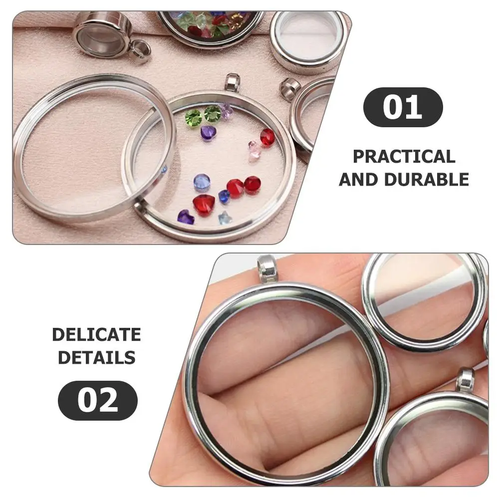 

Double Sided Locket Charm Necklace Jewelry Gifts Photo Frame Pendant Miss Clear