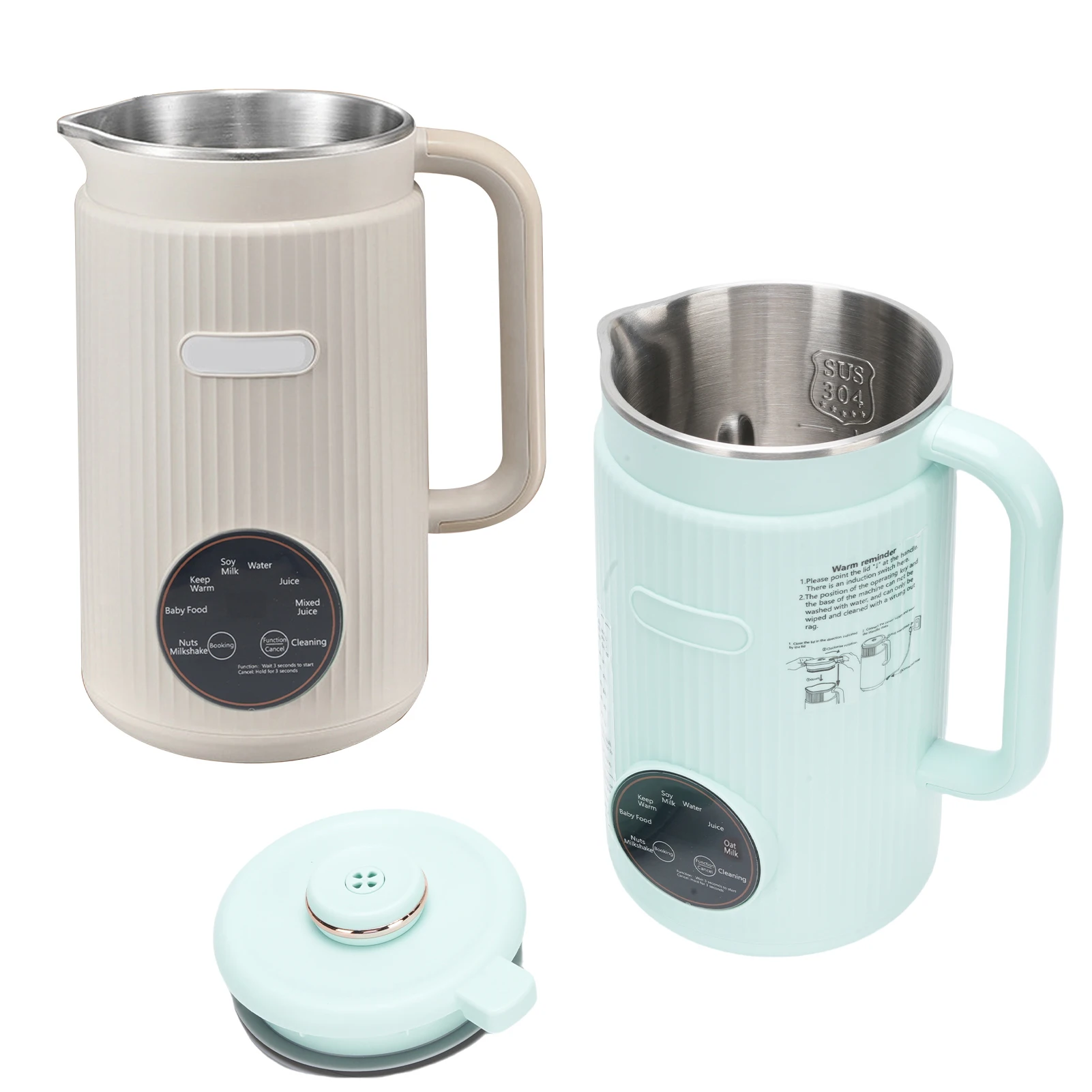 Mixeur programmable 8-en-1 de 1,2 L avec écran numérique, 12 lames en acier inoxydable, nettoyage automatique et fonction maintien au chaud 8h pour les amandes