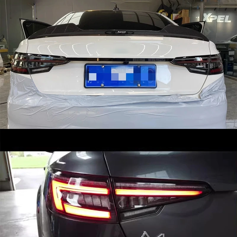 LED Car Rear Tail Light For AUDI A4 B9 Sedan 2017 2018 2019 BLACK Tail Light Reversing Lamp Brake Signal Lights Taillight assemb