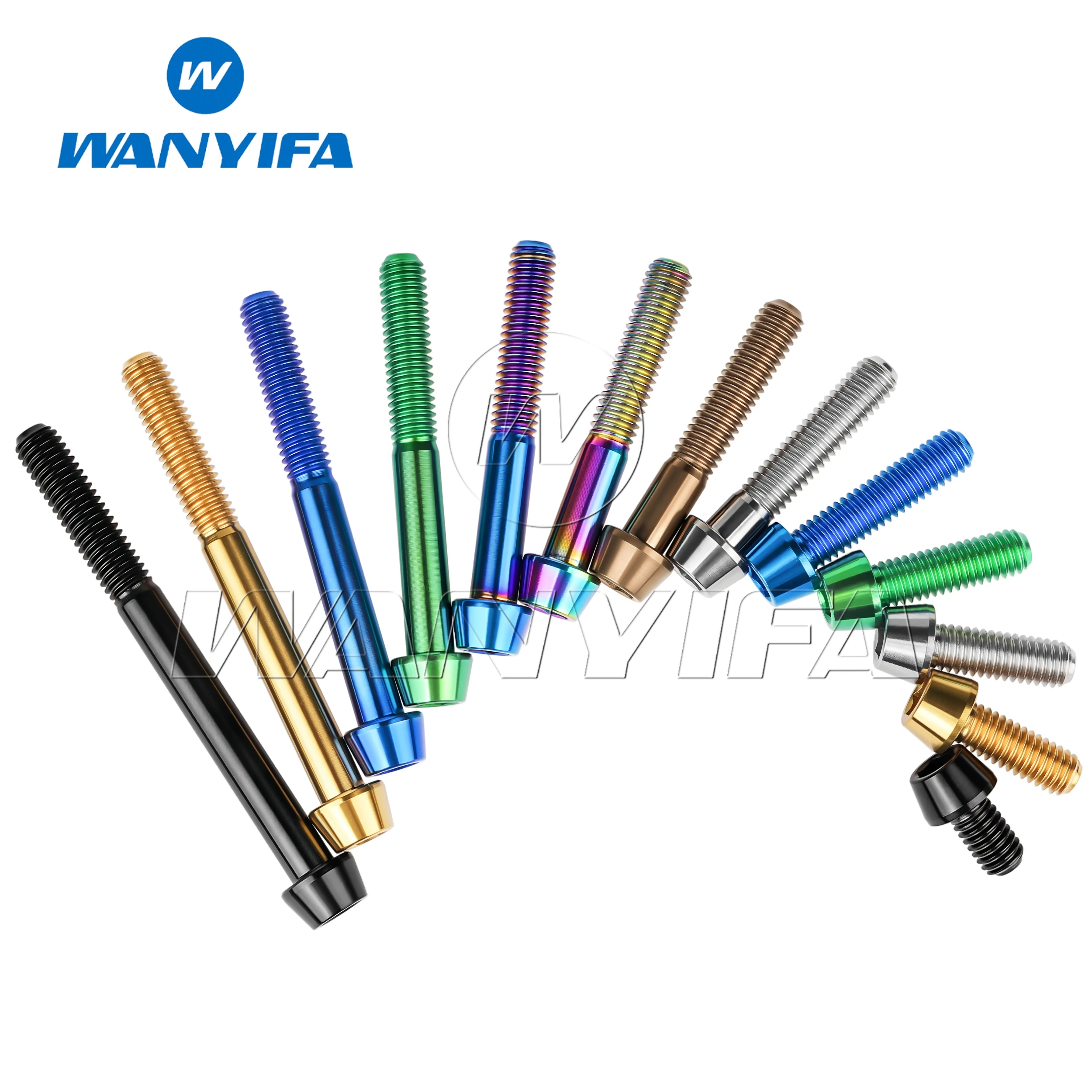 Wanyifa Titanium Bolt M6 x 10 15 16 18 20 25 30 35 40 45 50 55 60 65mm Allen Key Taper Head Bolt Screw for Bicycle Headset Brake