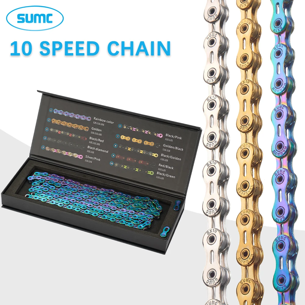 SUMC Bicycle Chain10 Speed Bike Chain Mountain Road Bike MTB Chains 116 Links 10V for Shimano SRAM Bikes Part