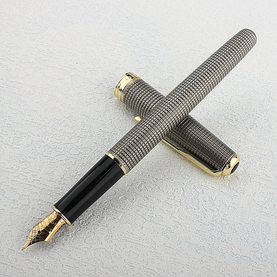 Imagem -03 - Nova Cor Caneta-tinteiro de Metal para Escritório e Escola Canetas de Tinta Escrita Requintada e Retro Gravado Gift Fine Nib Papelaria 05 mm