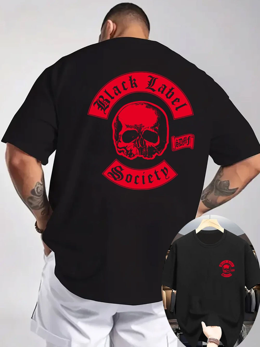 LocalMen'S Red Devil Graphic T-Shirt Soft Crew Neck Tee with Bold RED DEVIL Print Skeleton Head Design