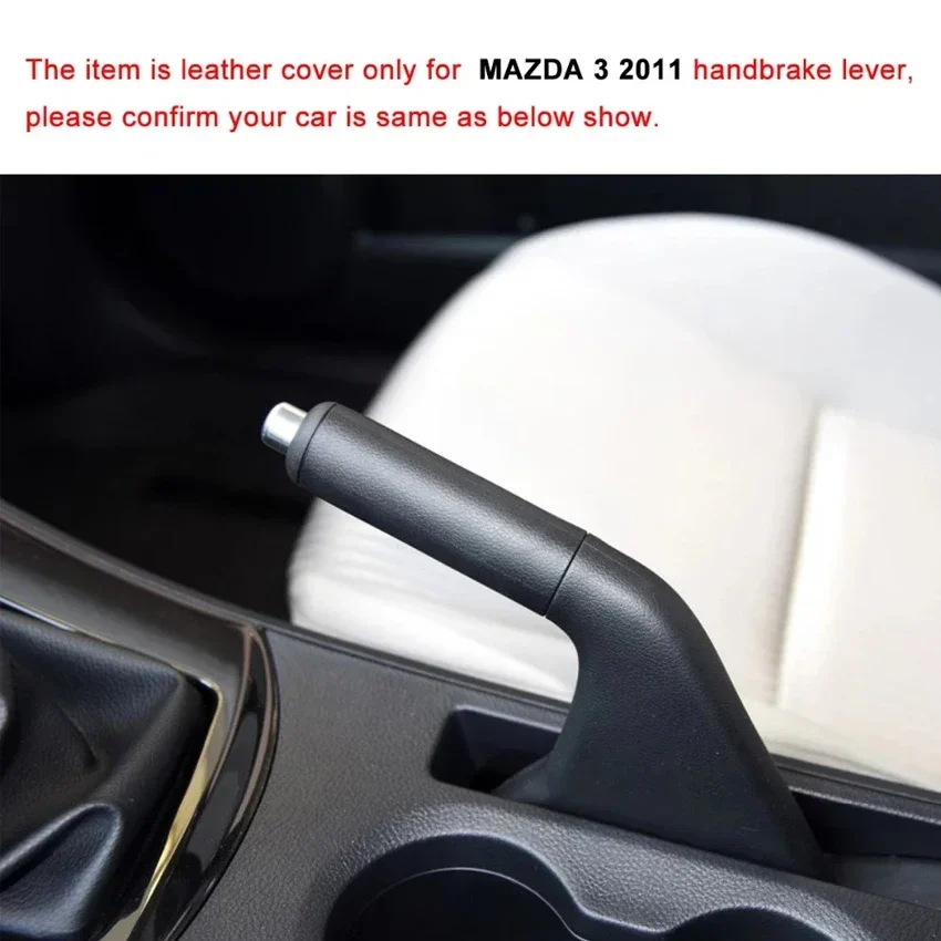 Black Genuine Leather Car Handbrake Cover Protective Sleeve for Mazda 3 2011 2012 2013 2014 2015 Handbrake Grips Cover