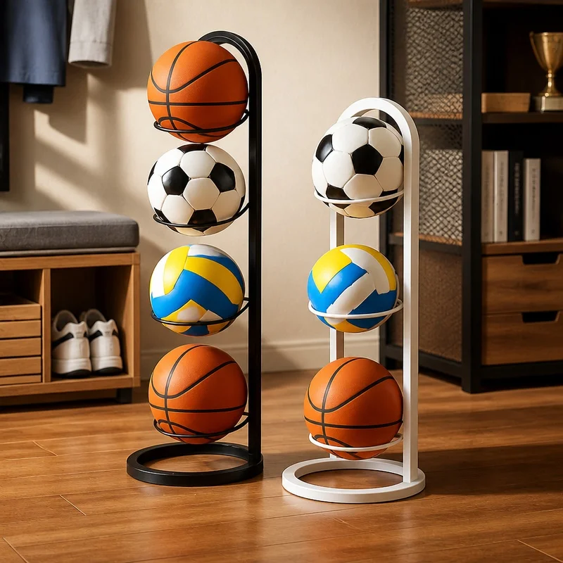 Support de rangement métallique robuste pour intérieur avec 2 à 5 niveaux pour l'organisation des ballons de basket, de football et de volley-ball