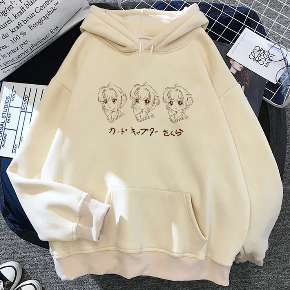 Hoodies de manga comprida Cardcaptor Sakura para mulheres, top estético de inverno, roupas vintage, roupas Harajuku