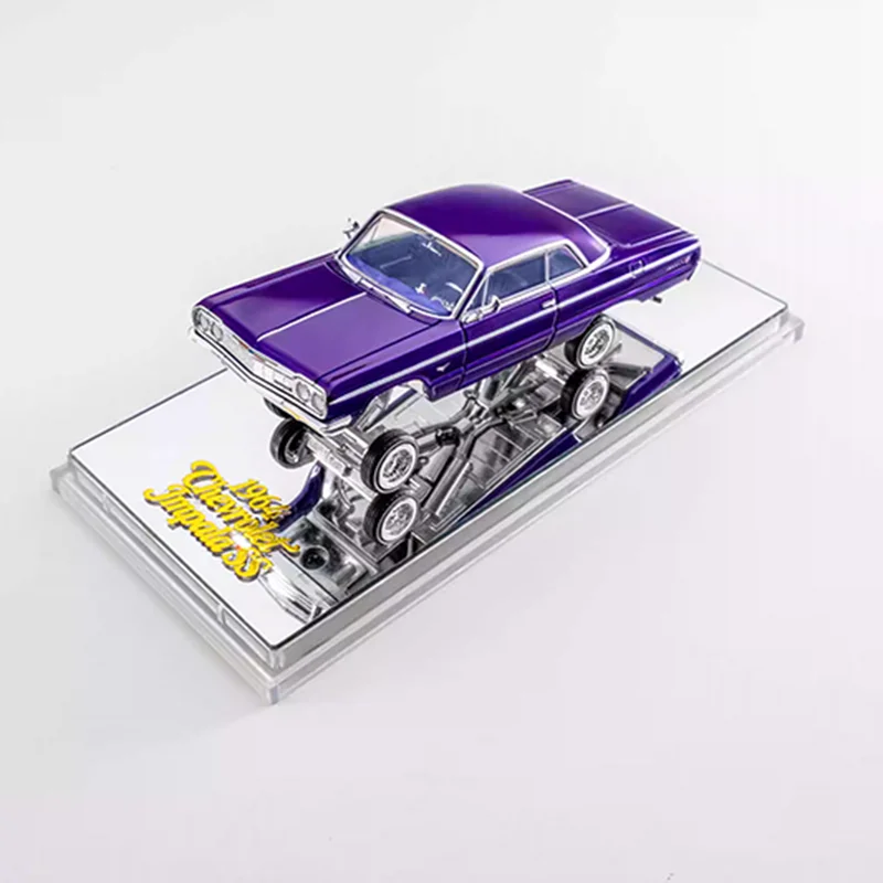 97M Coche de simulación de aleación Impala SS Lowrider Bounce Car de 1964 a escala 1:64, modelo estático de colección, decorado, regalo festivo