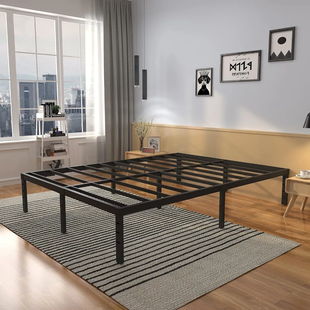 

14 Inch Full Bed Frame, Heavy Duty Metal Platform Easy Assembly Bed Frame, No Box Spring Needed Mattress Foundation 3500 Lbs Sup