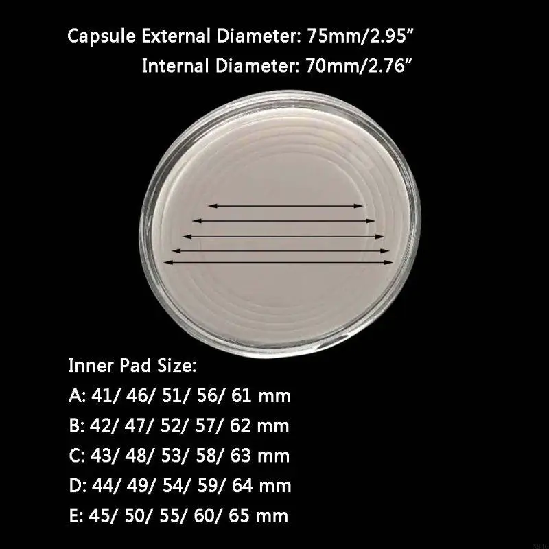 N84C 10pcs Clear Rodada 70 mm ajuste direto Cápsulas moeda suporte aéreo armazenamento exibição