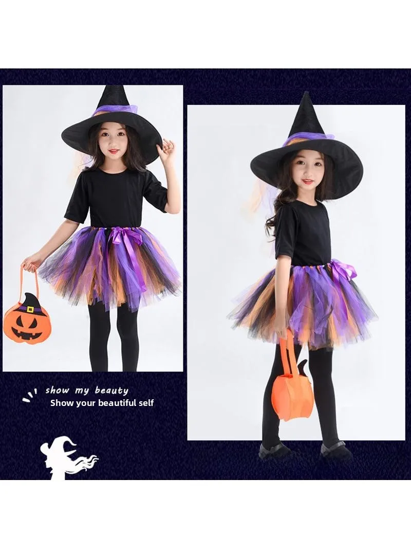 Halloween Witch Performance Costume Girls' Witch Skirt Role-play Outfit Cosplay Stage Performance Traditional Chinese Ethnic ...