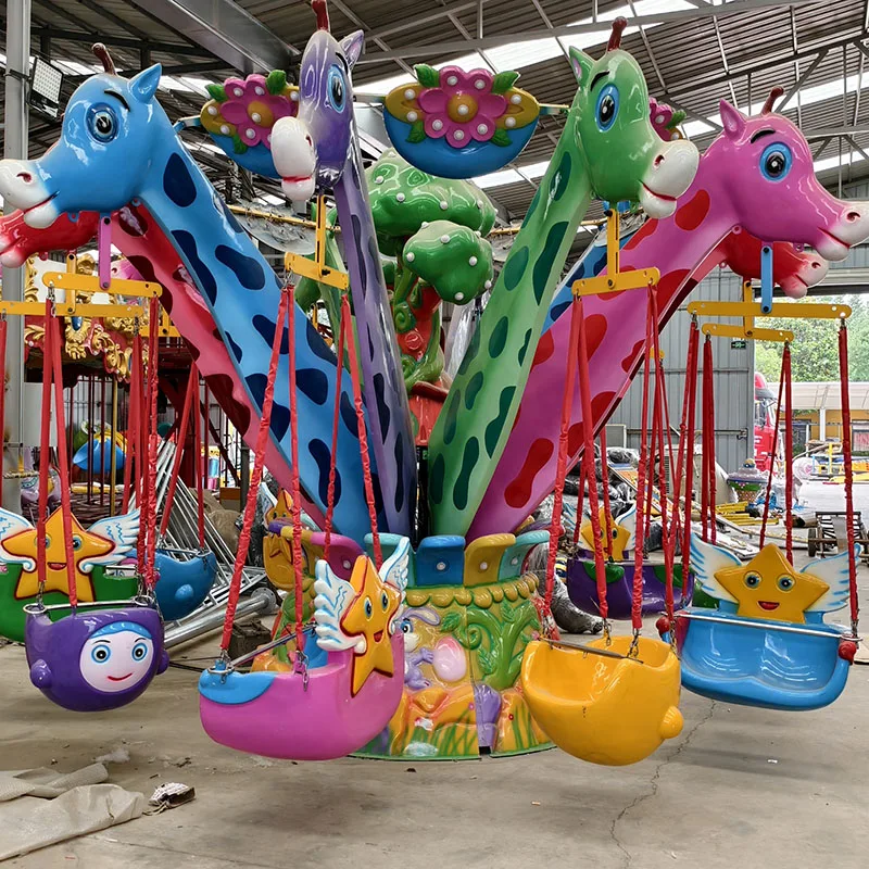 &Dinosaur Shaped Rotating Flying Chair Amusement Ride for Kids at Amusement Park Carnival Mall and Family Entertainment Centers