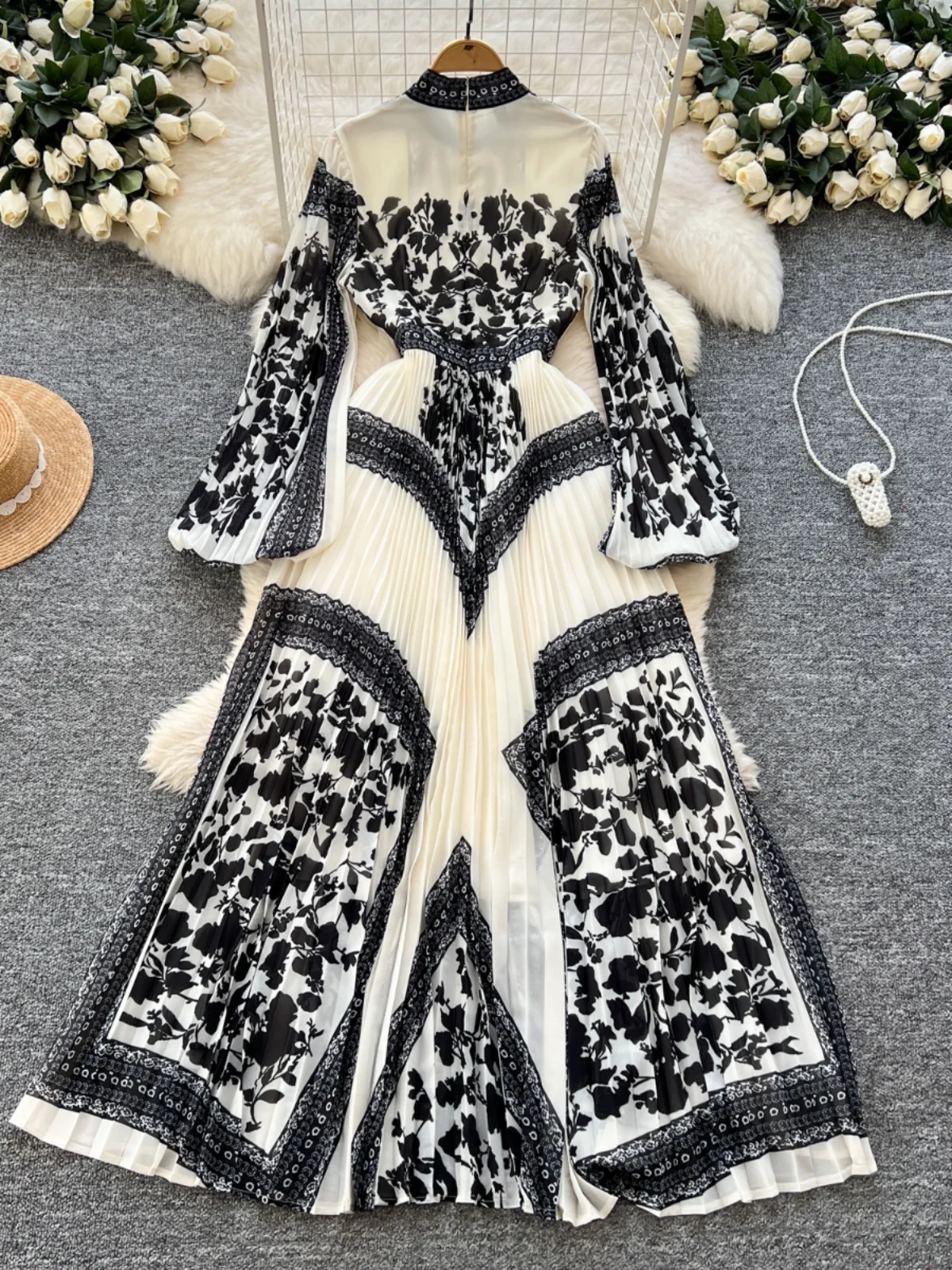 Faionable taille haute imprimé Long Dr femmes printemps 2025 t-shirt plis dimensionnels a-ligne coréenne Sle décontracté Dr