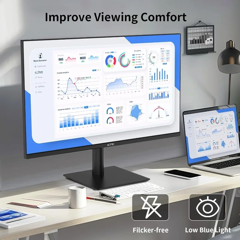 27 Inch QHD Computer Monitor, 2K 100Hz IPS Gaming Monitor, 1440P Frameless Eye Care PC Office Monitor with HDMI/DP