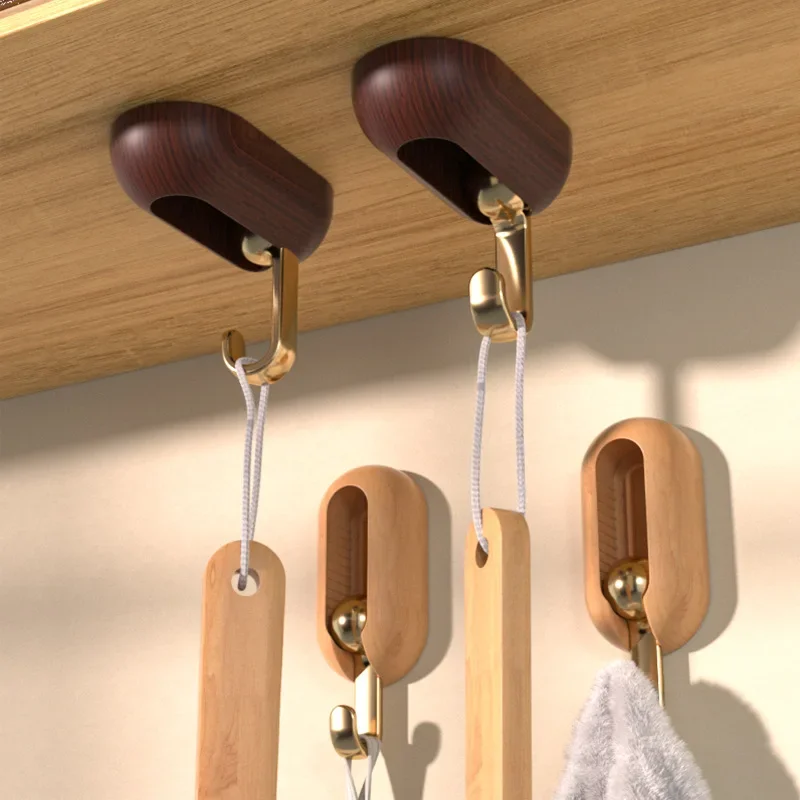 

4pcs Drilling Free Hook Hanging Viscose Hook Door Rear Hanghanger Bathroom Kitchen 360 Degree Rotating Table Bag Hook