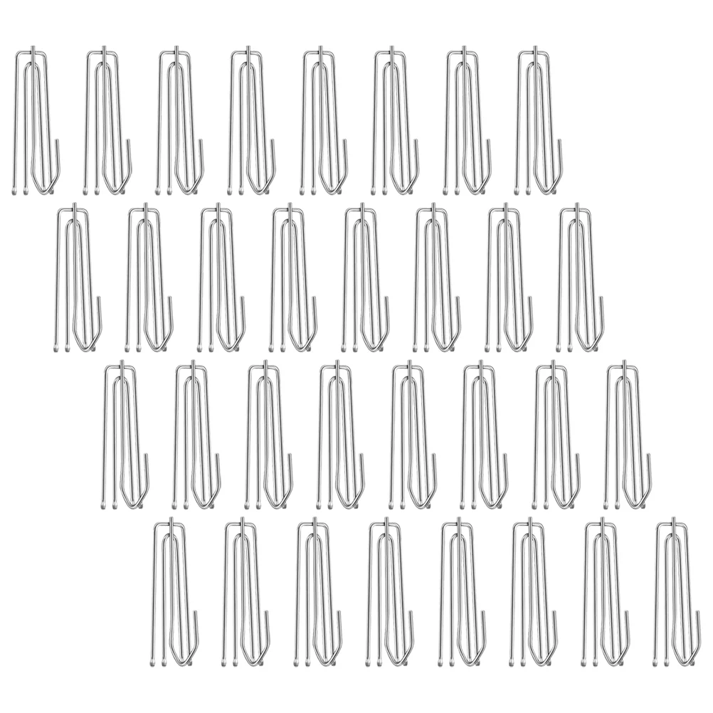 30 Pcs Pleater Tape Hooks Curtain Clips Pleated for Curtains Silver Stainless Steel 4 Prong Pinch