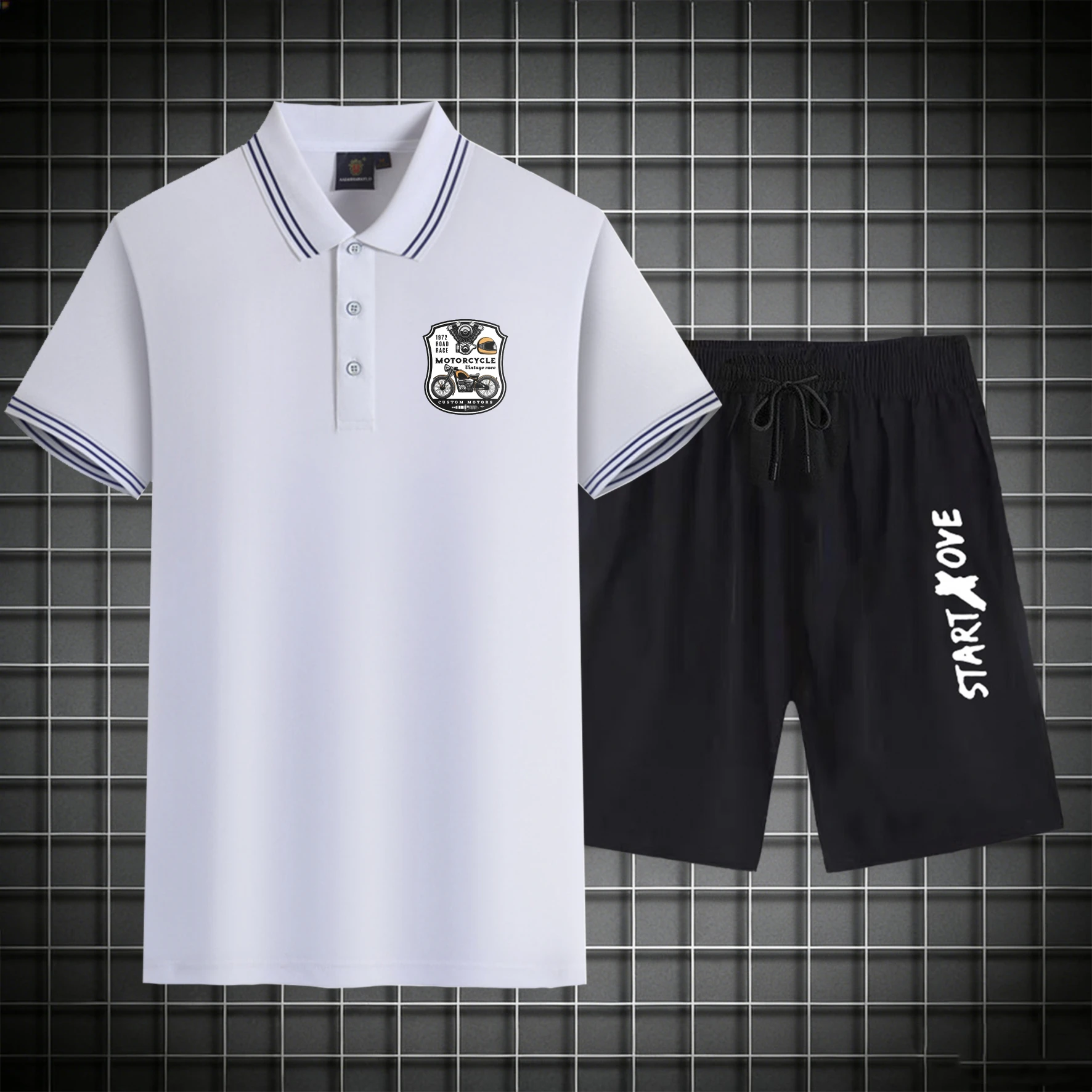 

men's Polos sets 2026 Summer drip clothing sweat suit Printed Suit for man Graphic Men's sweatshirt set Short sleeve Polyester