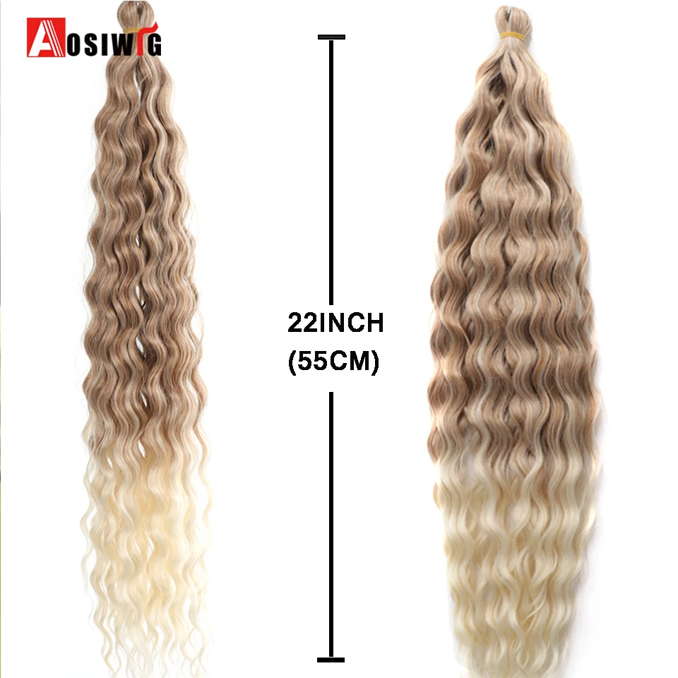 Ocean Wave Crochet Braiding Hair Synthetic 22Inch Soft Afro Curls Deep Wave Hair Extensions For Women