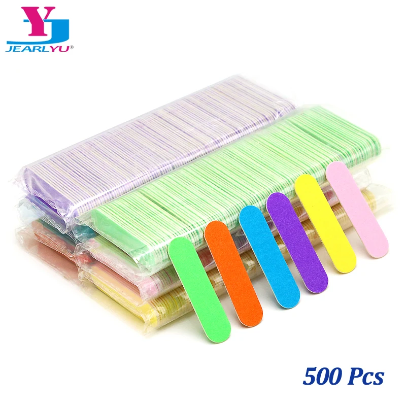 500 PCS Wholesale 6cm Mini Sandpaper Buffer Files Disposable Wooden Nails File Polished Block Paddy Tips Art Care Tools Manicure