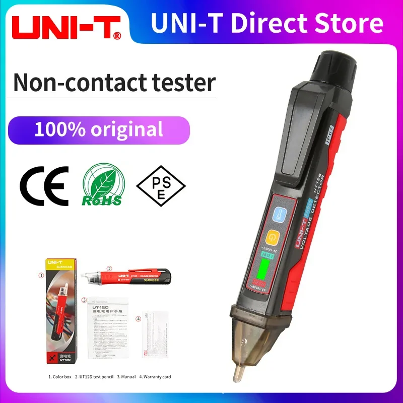 

UNIT UT12E UT12M Socket Wall AC Voltage Detector Indicator 24V-1000V Non Contact Volt Current Electric Sensor Test Pen