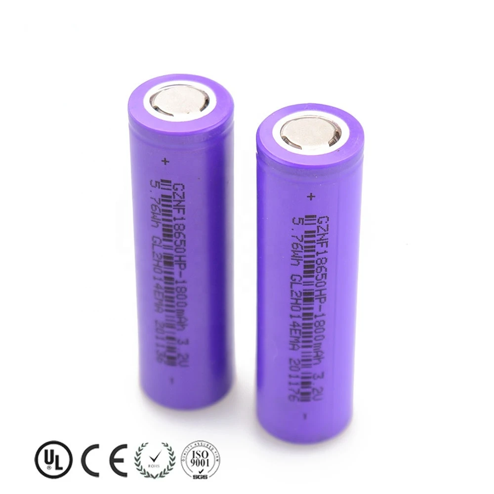 3.2V 18650 battery rechargeable cylindrical LiFePo4 battery 1800mAh for power tools