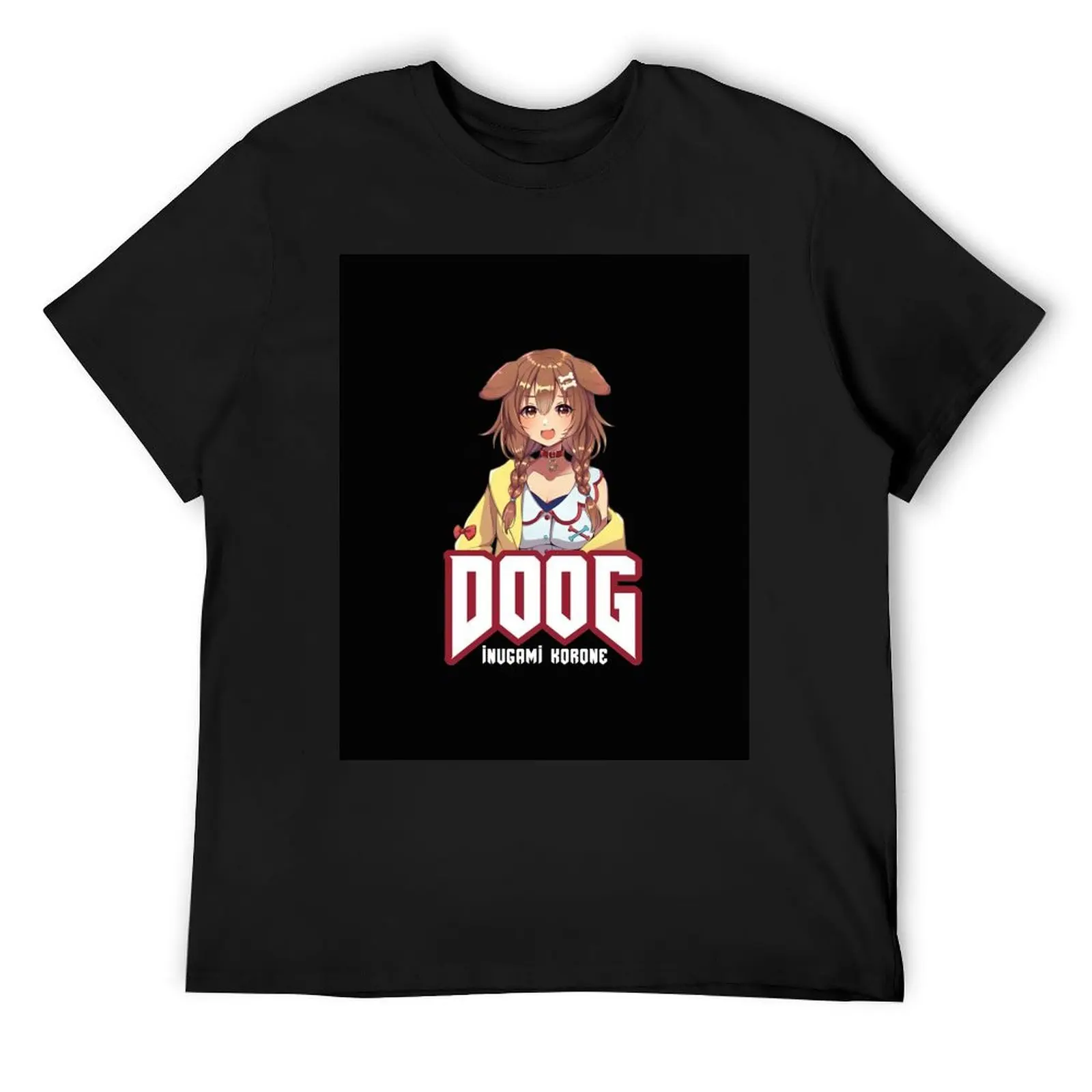 

Hololive - DOOG Inugami Korone T-Shirt T-shirts oversize man clothes vintage clothes Men's cotton t-shirt