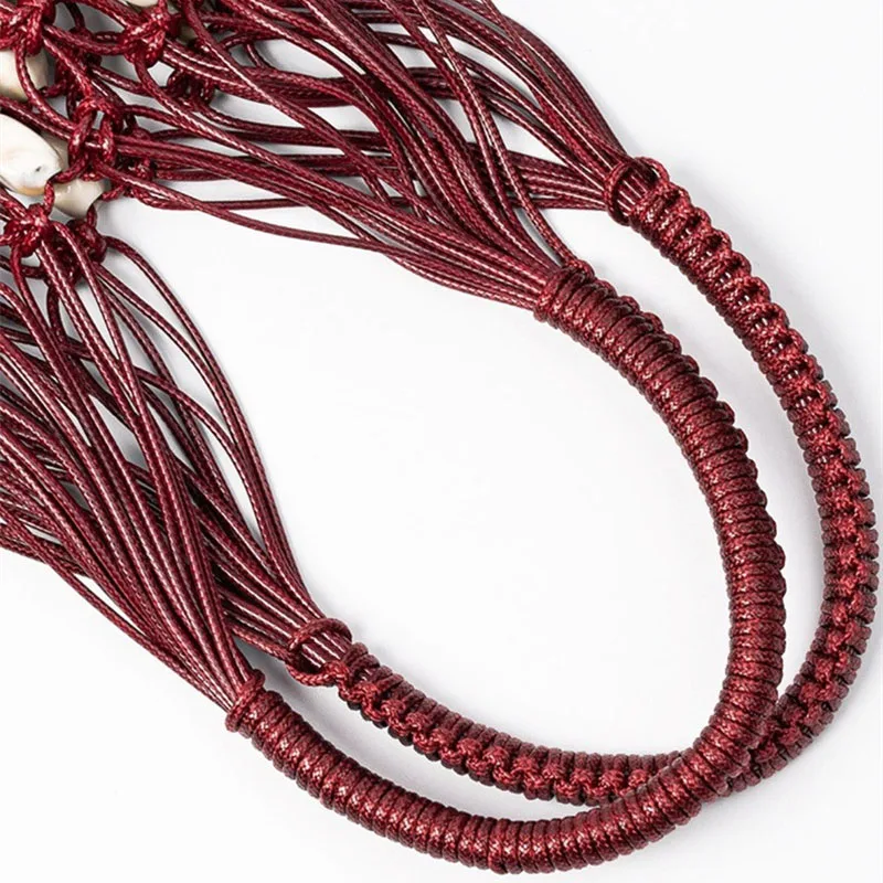 New Trendy Rope Beaded Handbag For Women,Retro Bohemian Design Hand Woven Tassel Bag Casual Travel Hollow Out Bead Vacation Bag - view 4