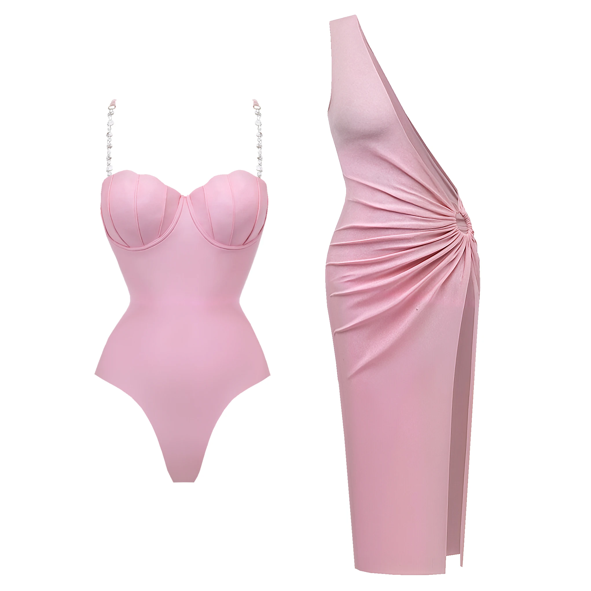 2026 2-teiliges Set Push-Up Einteiler Badeanzug Cut-Out Bademode Sexy Damen Badeanzug Badebekleidung Strandmode Bandeau Biquini