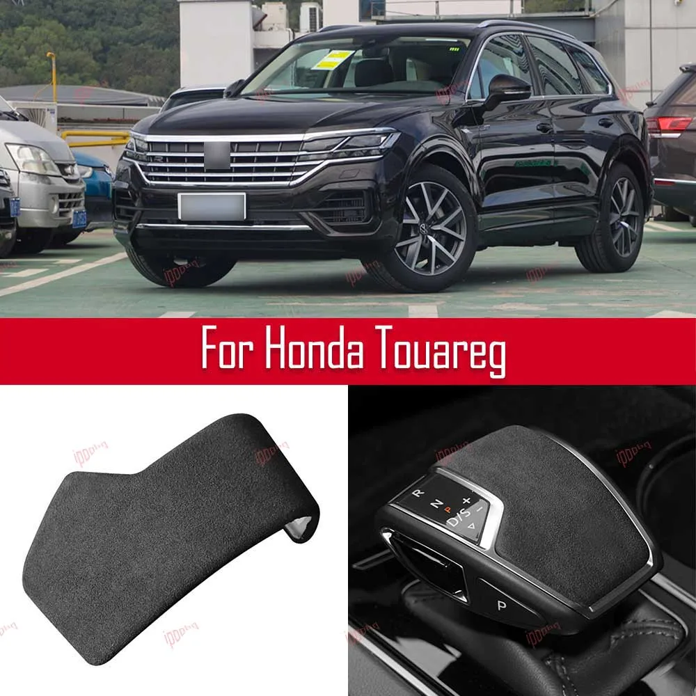 

Black Gear Shifter Knob Frame Sticker Cover Interior Head Trim Suede For VolksWagen VW Touareg 2019-2021