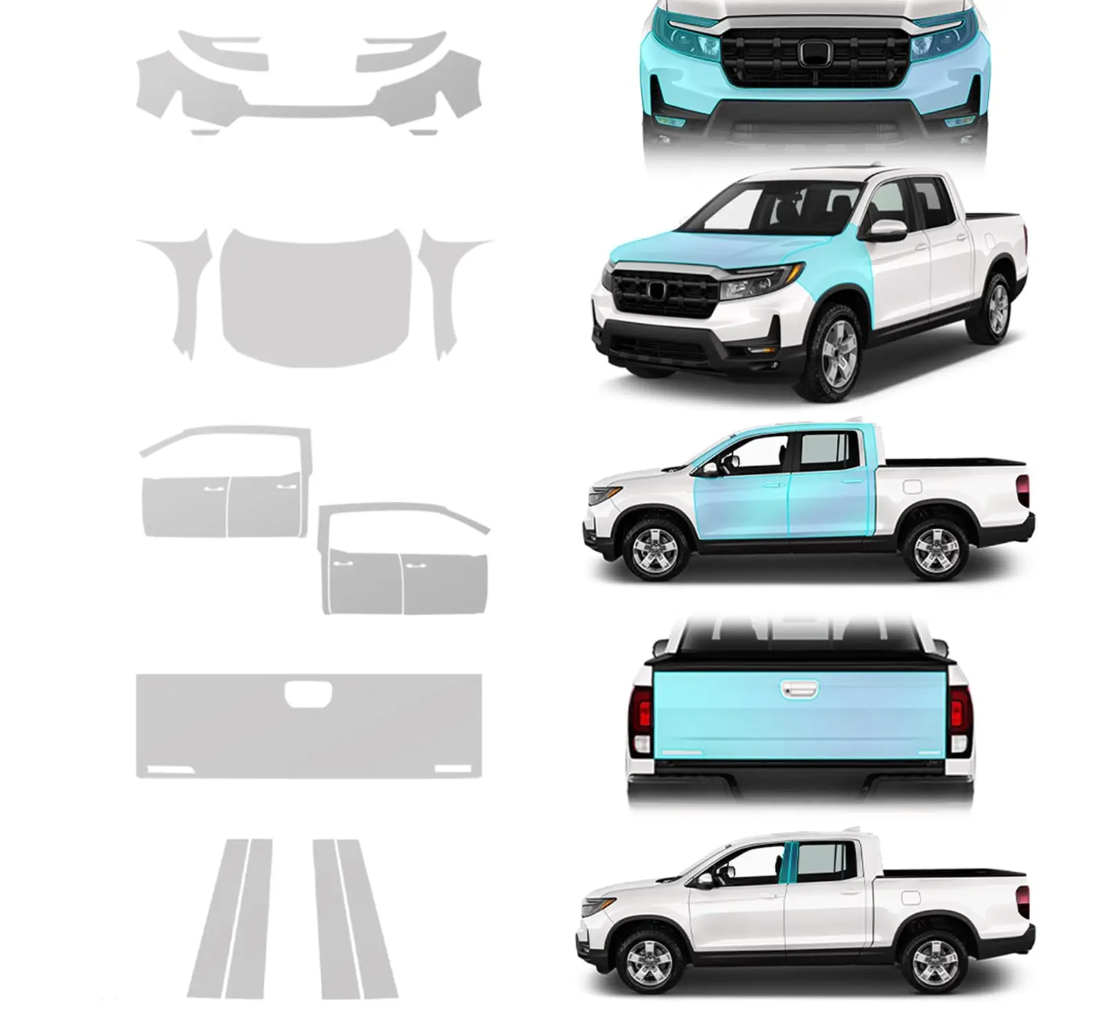 For Honda Ridgeline 2024-2025 TPU Scratch-Resistant Bumper Hood Self-Healing Paint Protection Film Invisible Pre-cut PPF ﻿Kit