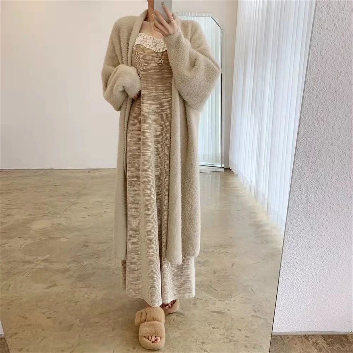 Women\'s Loose Lazy Long Cardigan Autumn Winter Knitted Long Sleeve Sweater Coat Warm Vintage 2024 Women\'s Coats Casual  Office