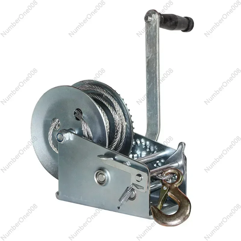 600 Lb-3000 Lb Wire Rope Lifting Winch Household Manual Hand Hoisting Winch Self-locking Traction Machine with Steel Wire Rope