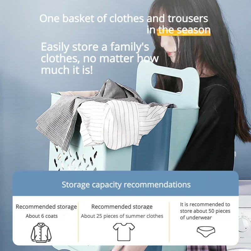 Foldable Bathroom Laundry Basket Large Capacity Punch-Free Wall-mounted Dirty Clothes Organizer Household Put Clothes Organizer