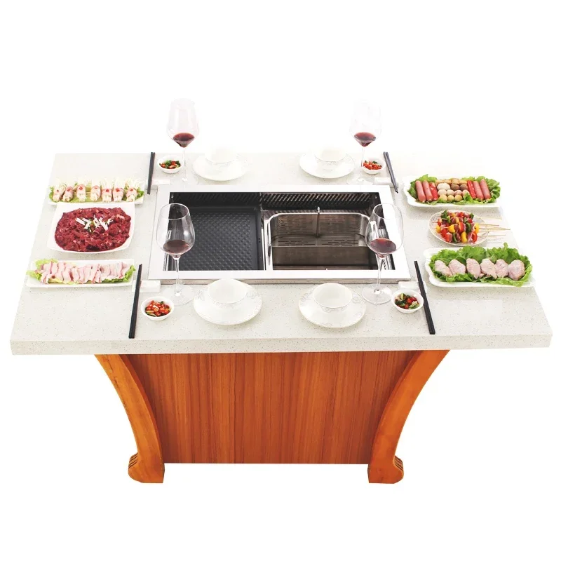 A New Generation Smokeless Electric BBQ Grill and Hotpot Stove With Rise and Drop Function